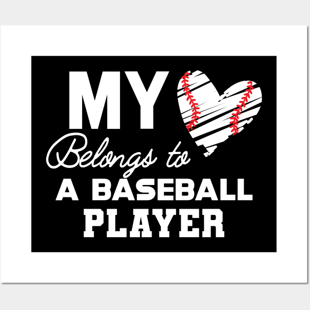 Baseball Mom - My heart belongs to a baseball player Wall Art by KC Happy Shop